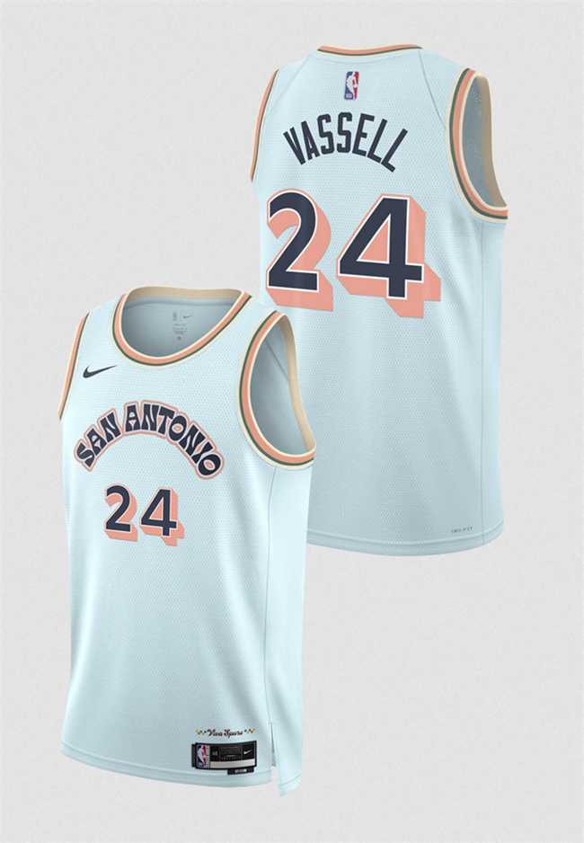 Mens San Antonio Spurs #24 Devin Vassell Light Blue 2024-25 City Edition Stitched Jersey Dzhi